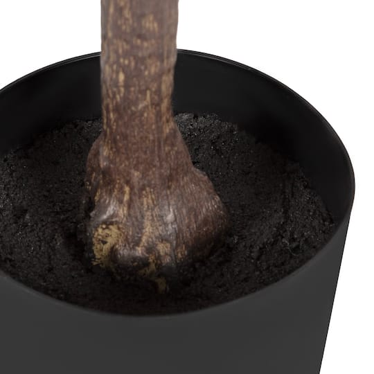 Kate and Laurel Fidmont 6ft. Faux Fiddle Fig Tree in Gavri Wood Footed Planter